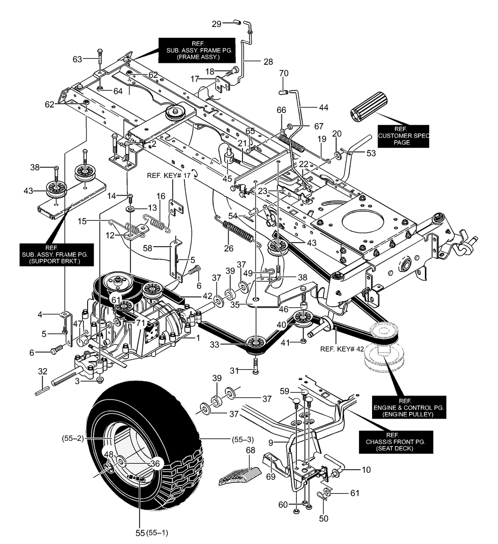 Motion Drive Diagram and Parts List for 40317X50C 2001 Briggs and Stratton Lawn Tractor